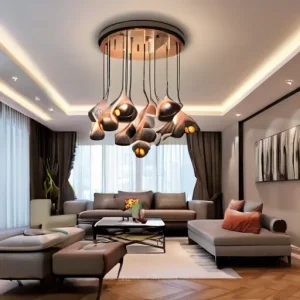 Световой дизайн гостиной: как совместить люстру и точечный свет